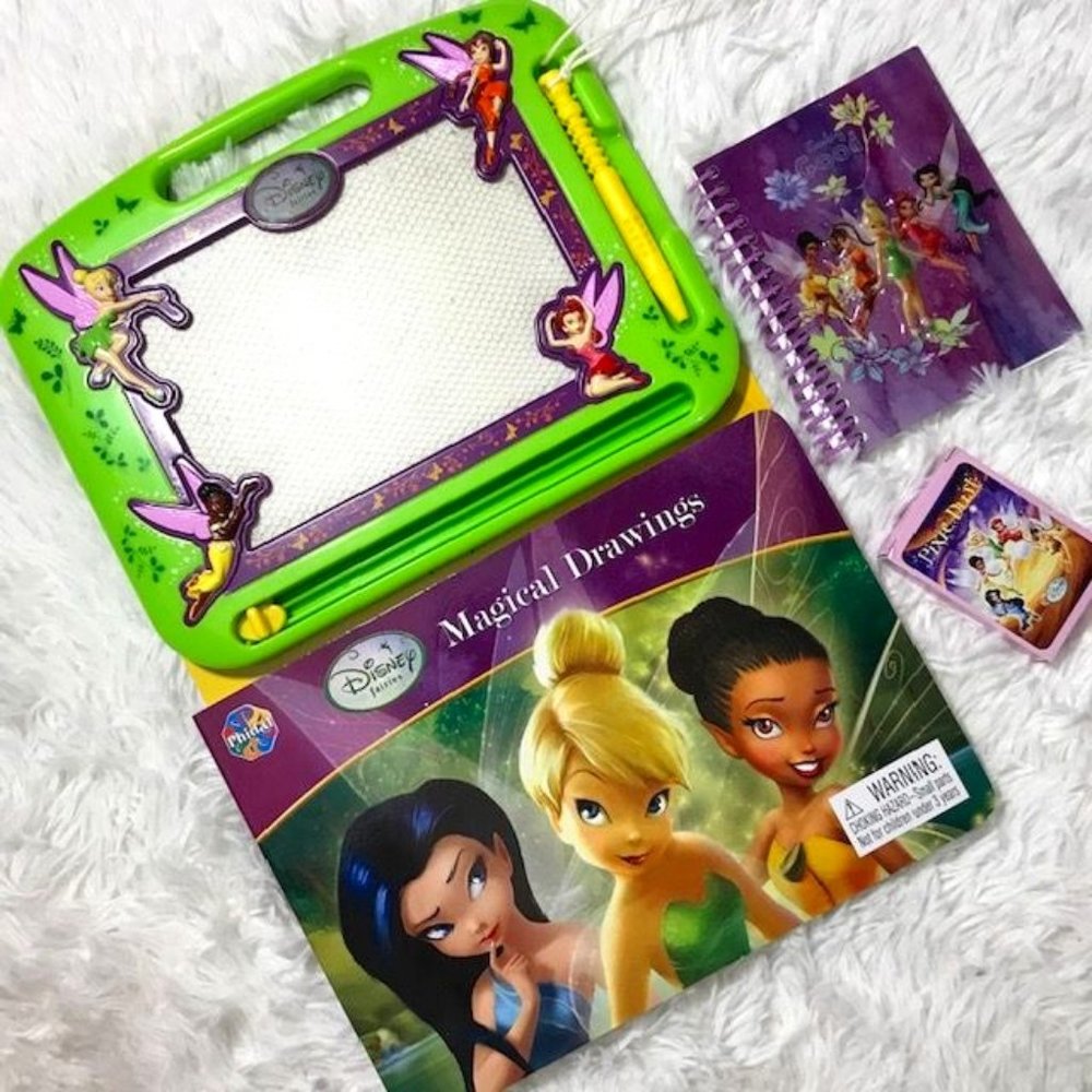 Disney Fairies Magical Drawing Pad w/Book, Spiral Memo Book, Miniature Card Set